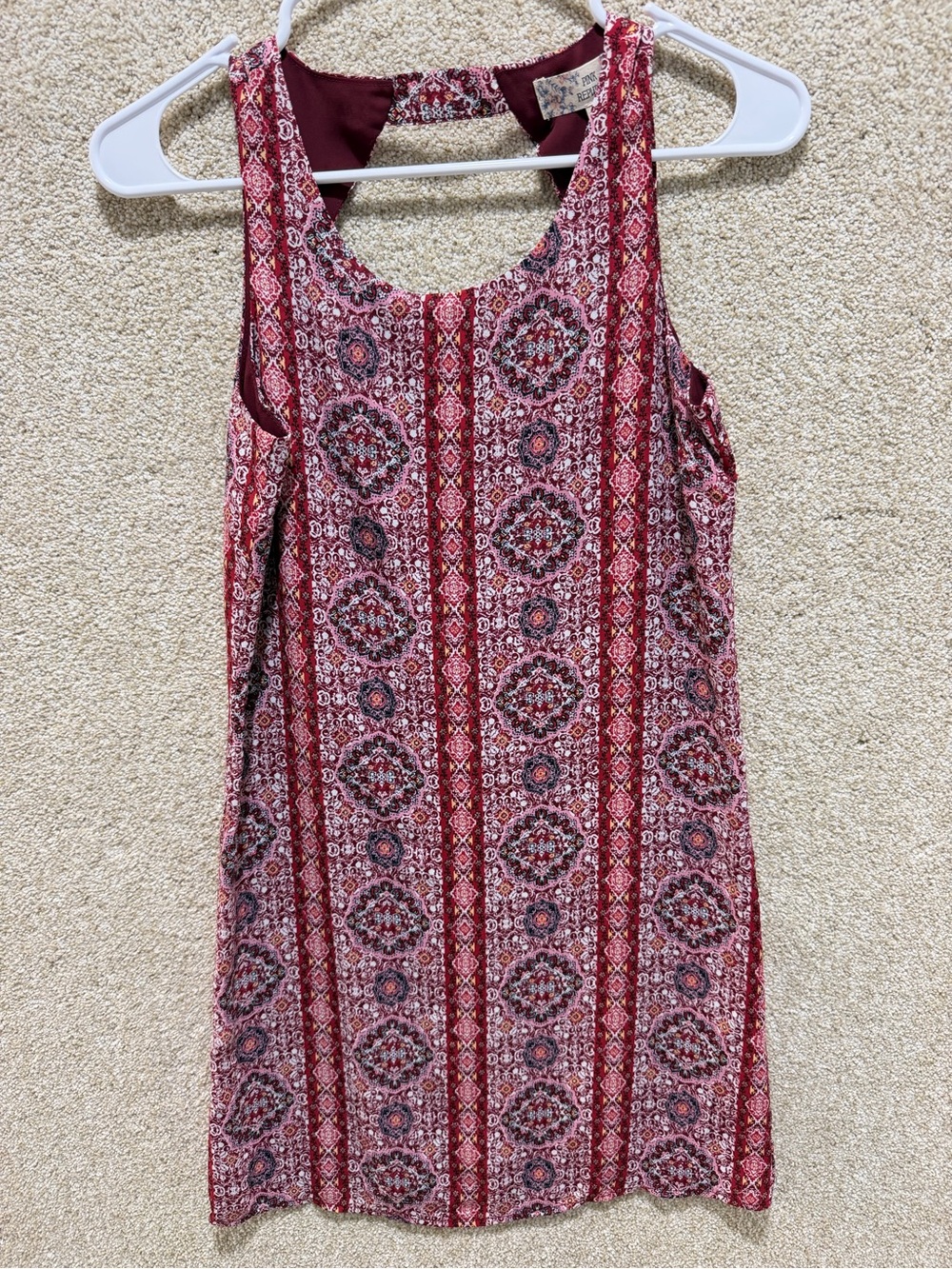 NWT XS geometric dress red bohemian boho maximalism sleeveless open back
